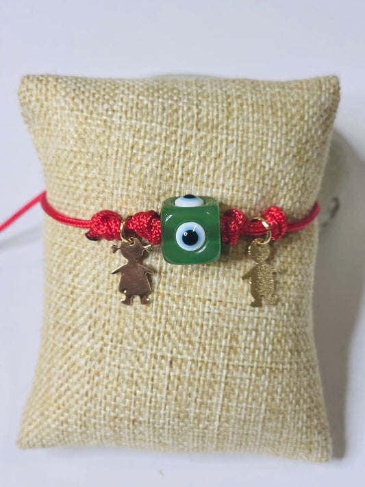 Green kids red cord bracelet
