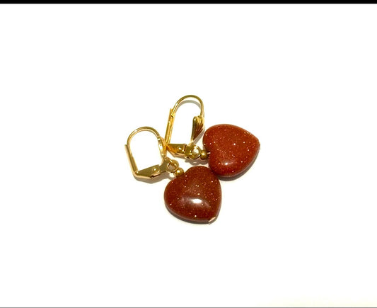 Aretes corazon de venturina