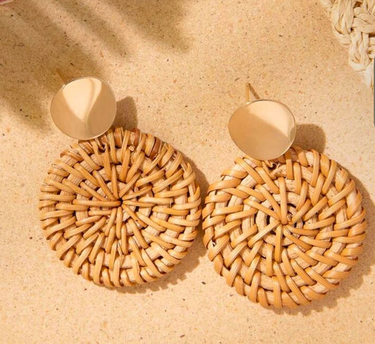 Gold and beige boho earrings