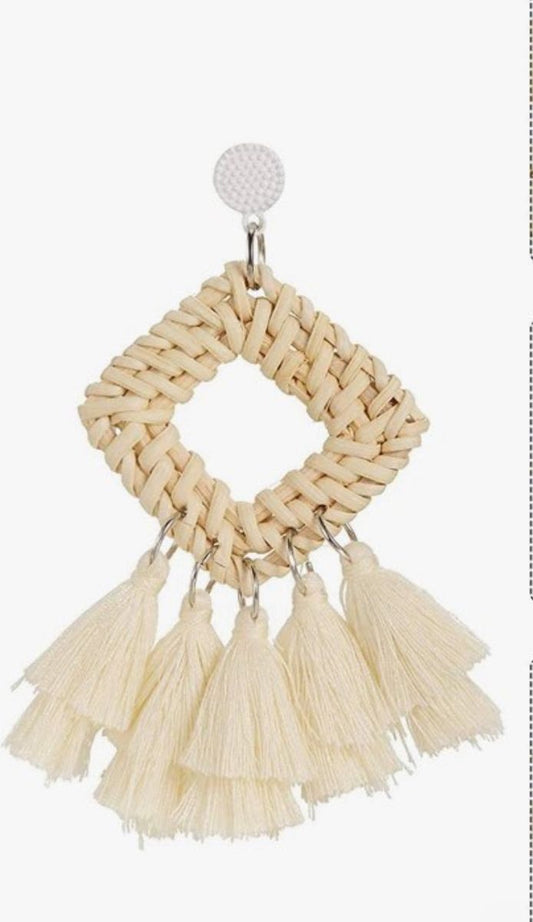 White boho earrings