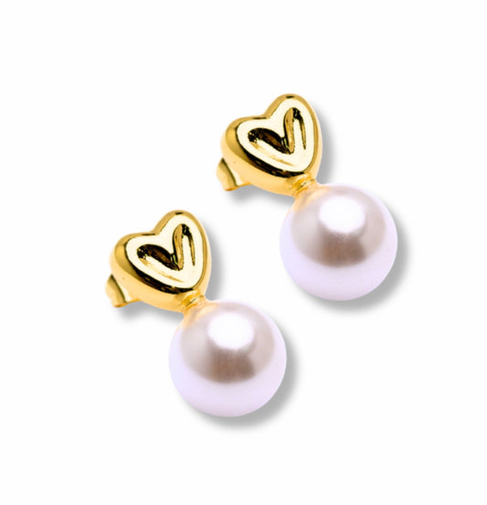 Hear and pearl earrings